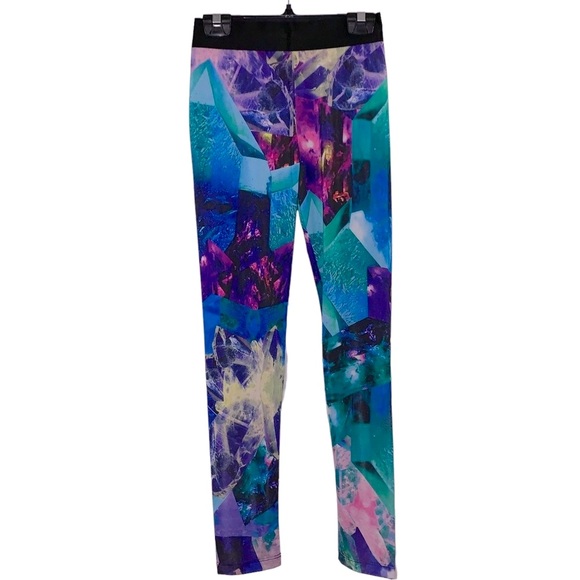 NEW Crystals Quartz Amethyst Gemstone Print Leggings - Picture 1 of 5